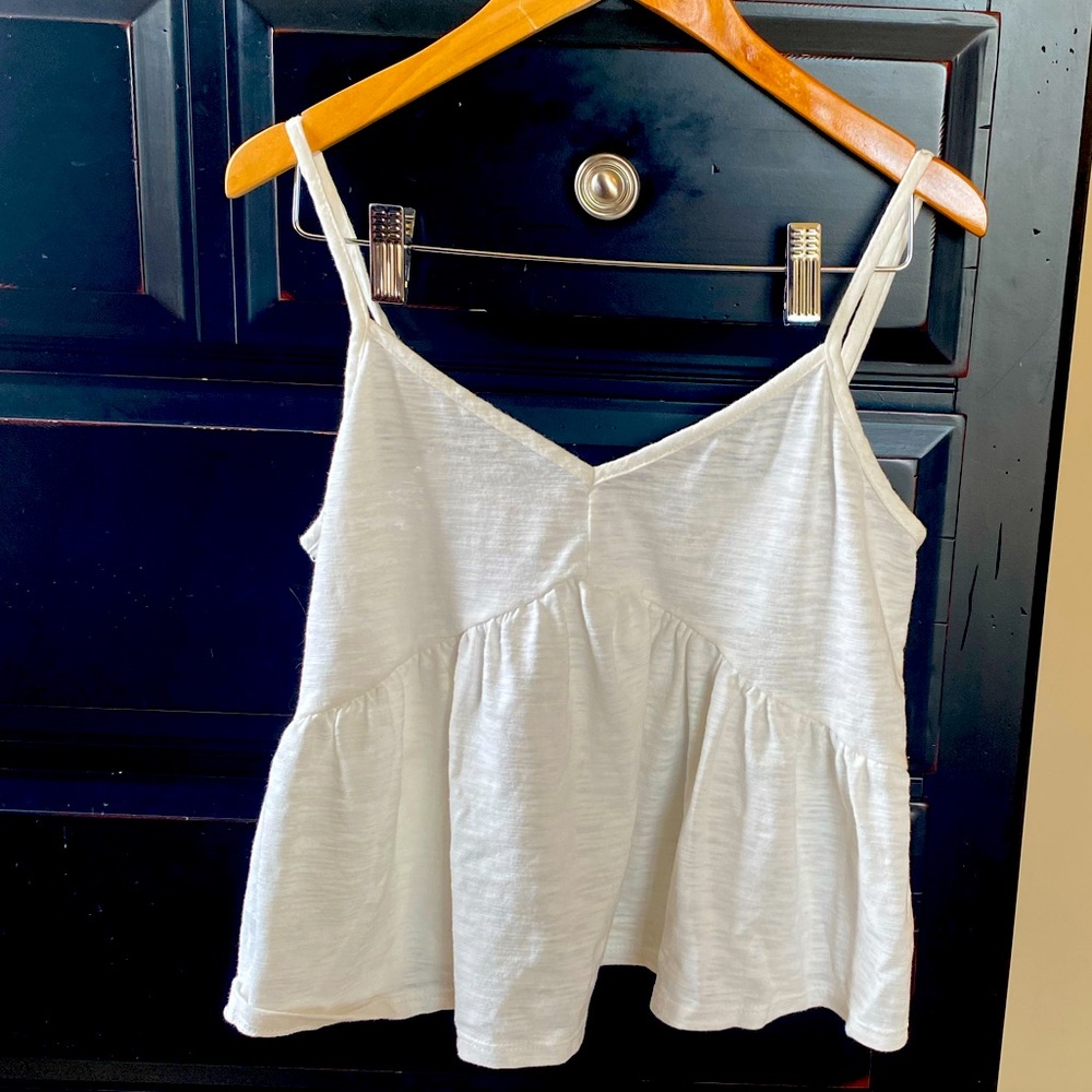 Off-white crop baby doll style camisole tank.